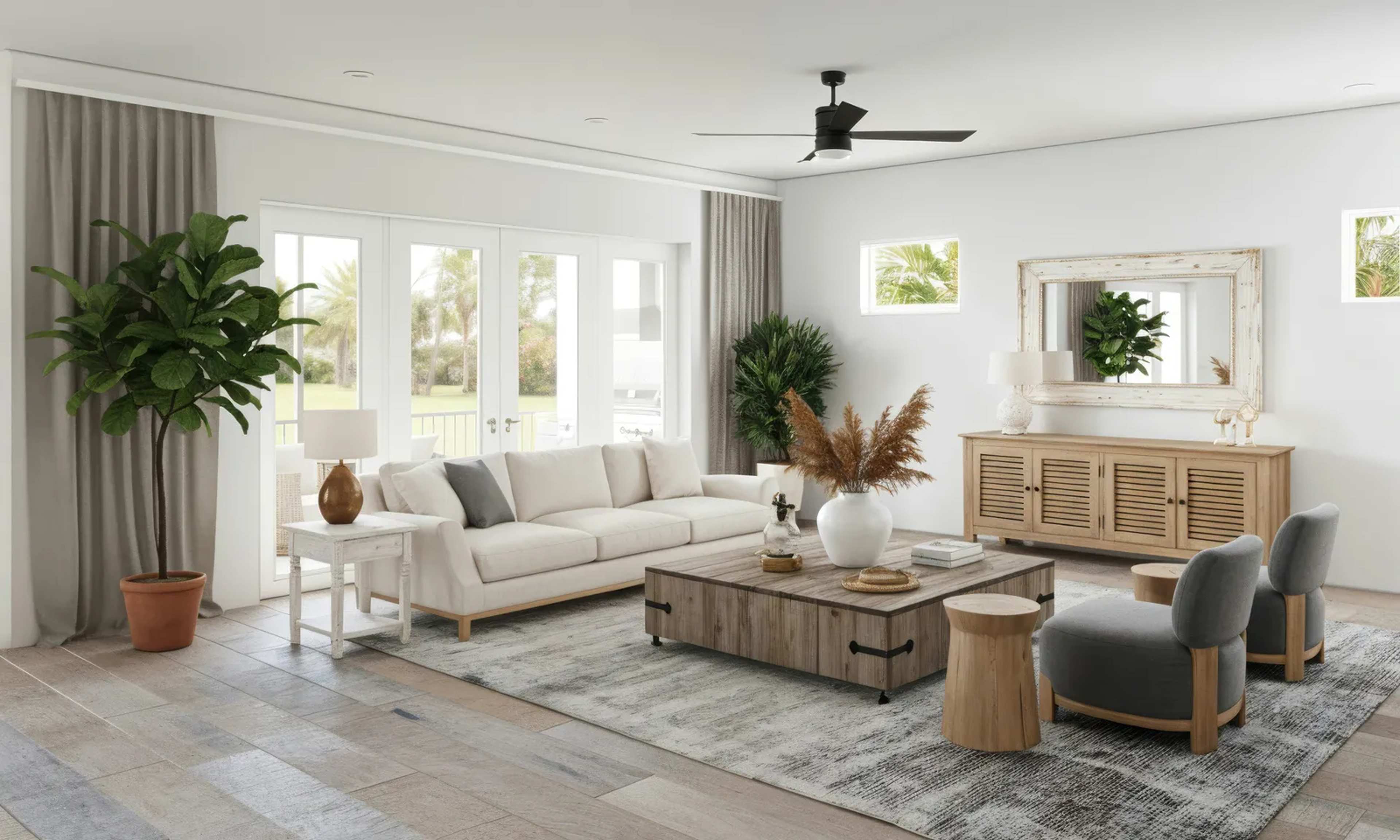 Serene Coastal Living Room on a Budget
