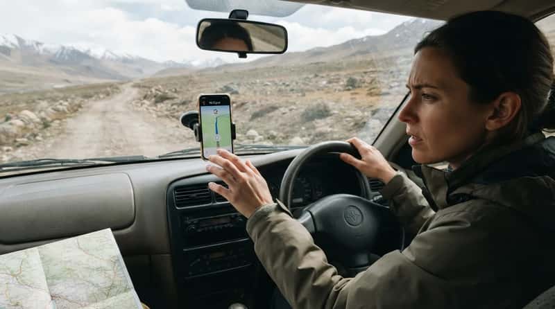 #13 – Relying Entirely on One GPS App (Image Credits: Gemini)