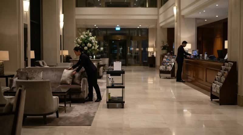 #7 - The Lobby Quietly Resets Itself for Morning (Image Credits: Gemini)