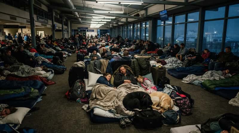 Stranded Passengers Turn the Terminal Into an Overnight Camp (Image Credits: Gemini)