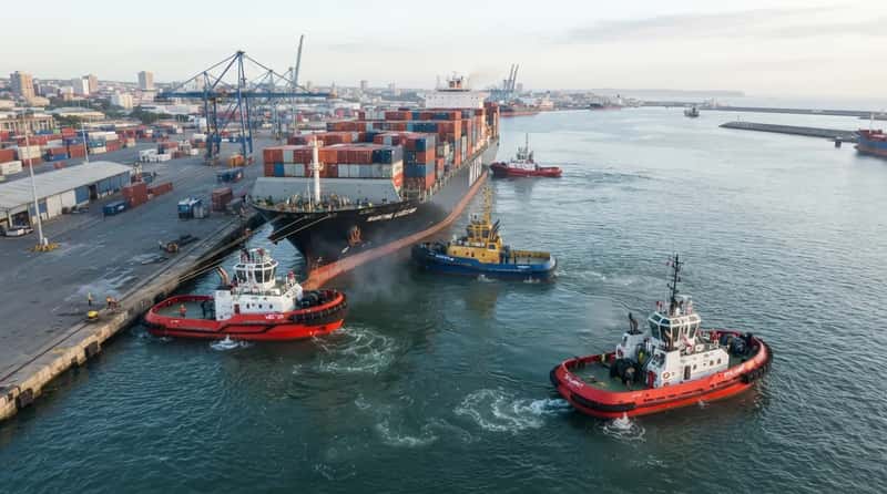 Tugboats Take Their Stations (Image Credits: Gemini)