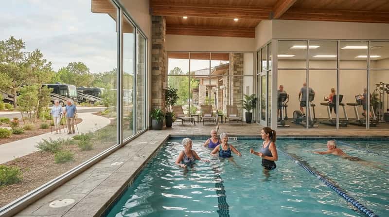 5. Fitness Centers, Heated Pools, and Walking Trails (Image Credits: Gemini)