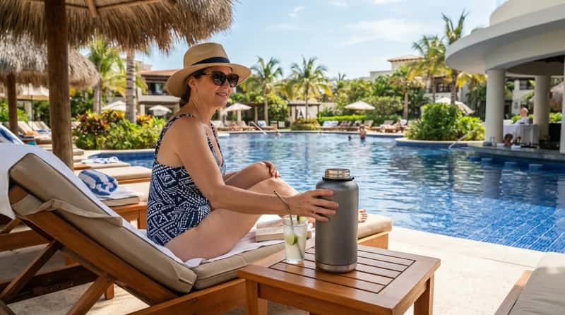 #12: They Bring a Refillable Water Bottle to the Pool (Image Credits: Gemini)