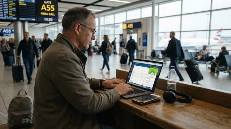6. They Use a VPN for Booking and for Public WiFi Security (Image Credits: Gemini)
