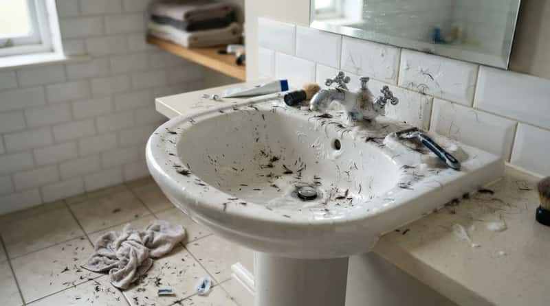 #12 - Leaving Shaving Mess All Over the Bathroom (Image Credits: Gemini)