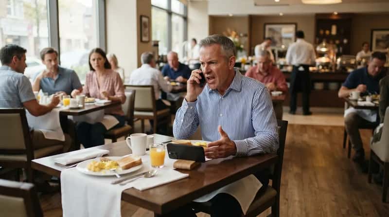 #6 - Taking a Speakerphone Call at Full Volume Mid-Meal (Image Credits: Gemini)