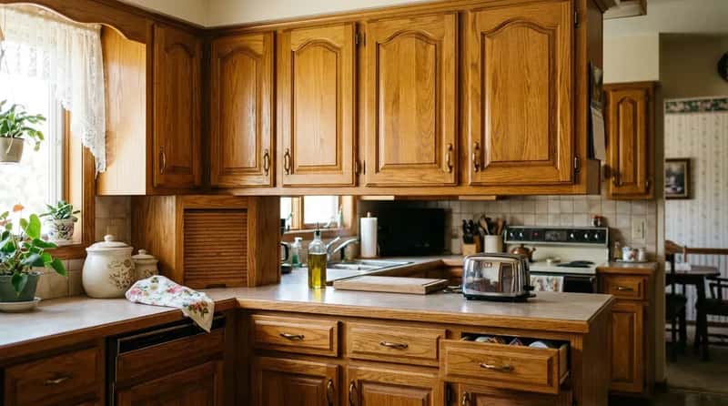 #15 - Raised-Panel Oak Cabinets That Looked Substantial (Image Credits: Gemini)