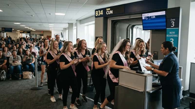 #21 - Assuming Bachelorette Sashes Cancel Every Boarding Rule (Image Credits: Gemini)