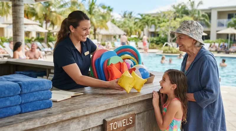 #18 - Pool Toys and Floaties Get Held Behind the Towel Desk (Image Credits: Gemini)