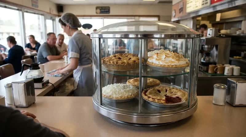 #8 - The Pie Rotated Under Glass Right on the Counter (Image Credits: Gemini)