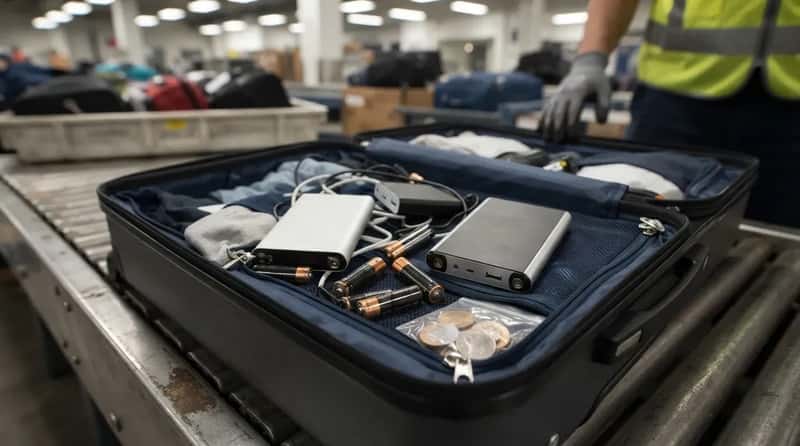 4. Spare Lithium Batteries Loose in a Suitcase (Image Credits: Gemini)
