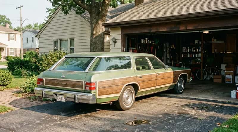 #10 - A Wood-Paneled Station Wagon Parked Half In, Half Out (Image Credits: Gemini)