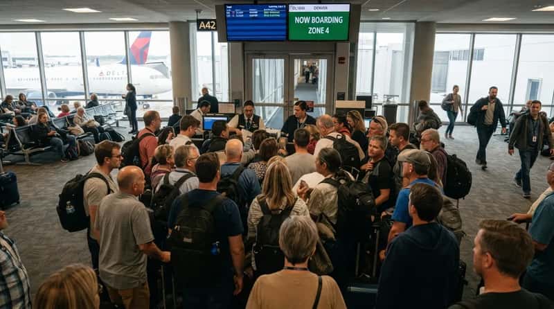 #3 - Crowding the Podium Slows Boarding and Won't Get You On Faster (Image Credits: Gemini)
