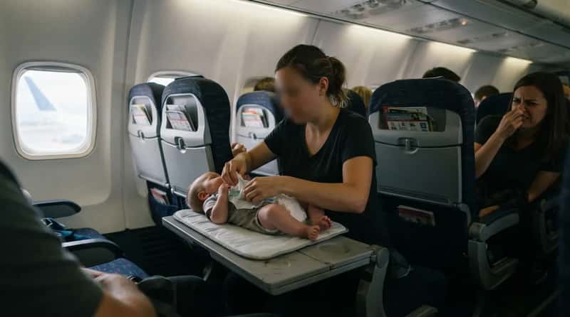 #21 - Diaper Changes on the Tray Table (Image Credits: Gemini)