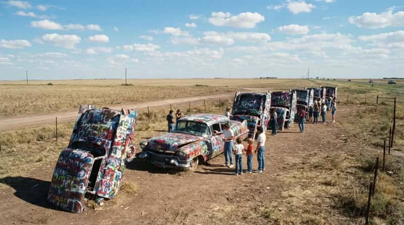 #3 - Cadillac Ranch Buried Ten Real Cadillacs Nose-First in a Wheat Field (Image Credits: Gemini)