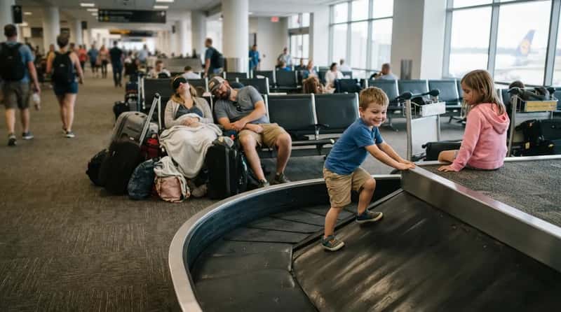 #4 - Falling Asleep While Kids Climb the Luggage Carousel (Image Credits: Gemini)