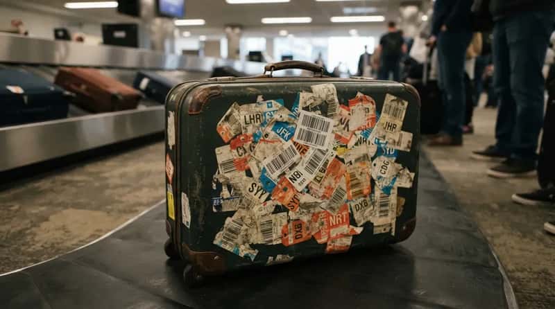#13 - Old Airline Stickers Stacked Three Trips Deep (Image Credits: Gemini)