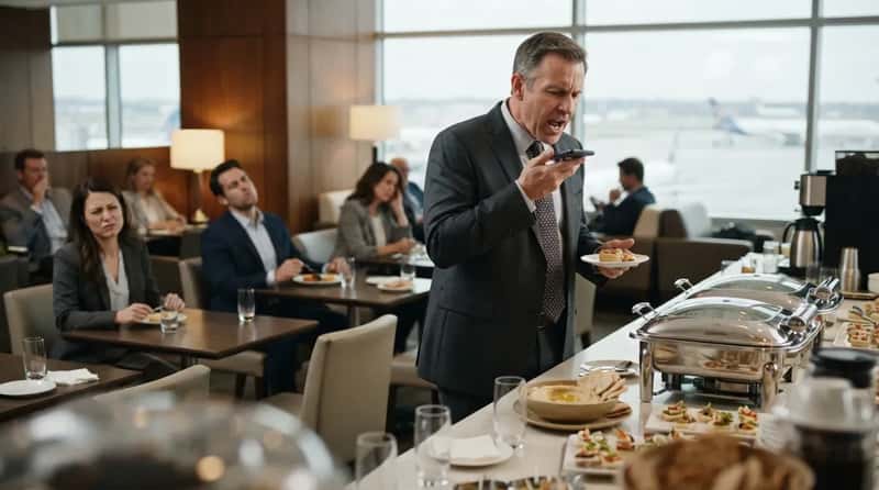 #25 - The Speakerphone Executive Who Turns the Buffet Into His Boardroom (Image Credits: Gemini)