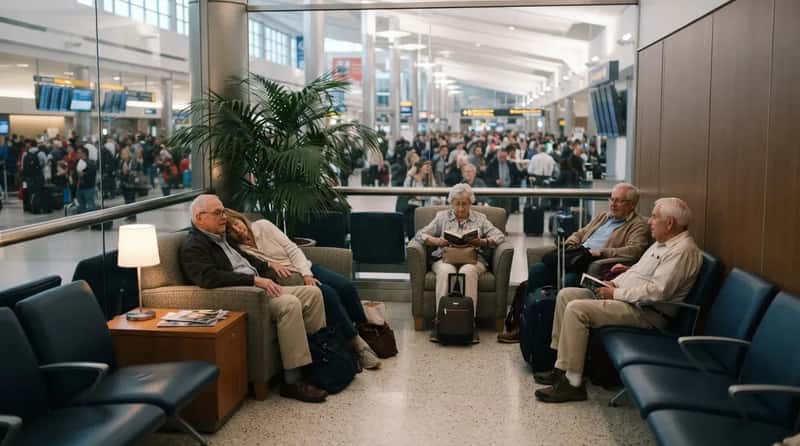 #6 - A Quieter Waiting Area Gets Found Away From The Crowded Gate (Image Credits: Gemini)