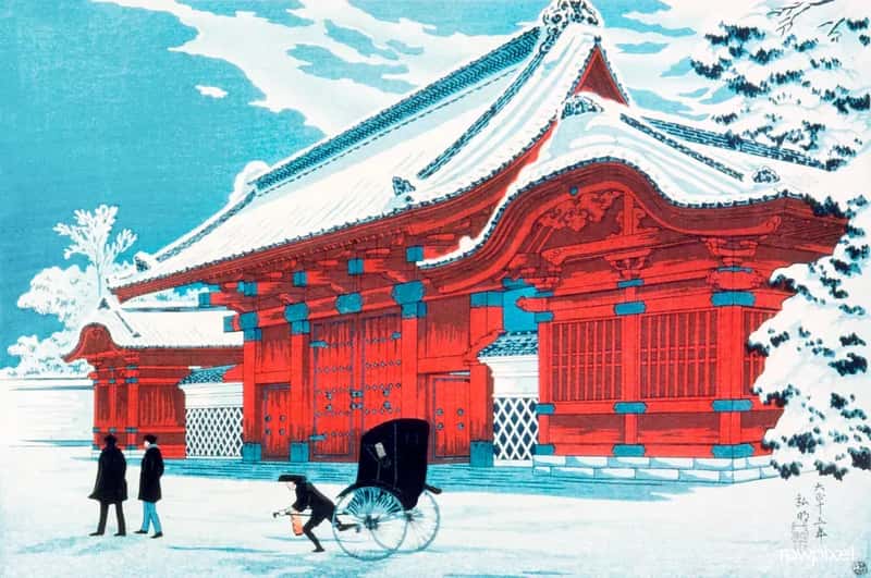 Japan's Sacred Mountain Gets a Gate (Free Public Domain Illustrations by rawpixel, Flickr, CC BY 2.0)