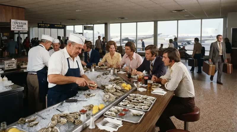 #2 - Fresh-Shucked Oyster Bars Tucked Into Big-City Terminals (Image Credits: Gemini)