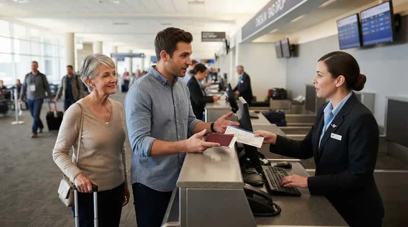 6. A Travel Companion Does All the Talking at the Counter (Image Credits: Gemini)