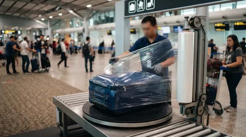 #13 - Baggage Wrapping That Turns Plastic Film Into a Luxury (Image Credits: Gemini)