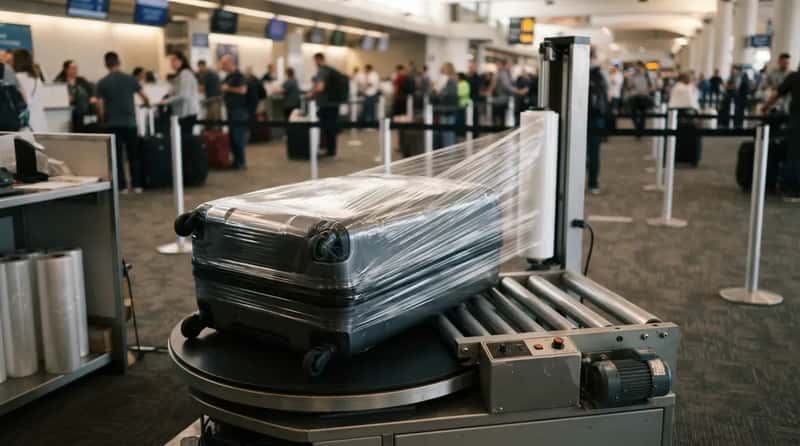 #18 - Airport Plastic Wrap: Smart Shield or $15 Security Blanket? (Image Credits: Gemini)