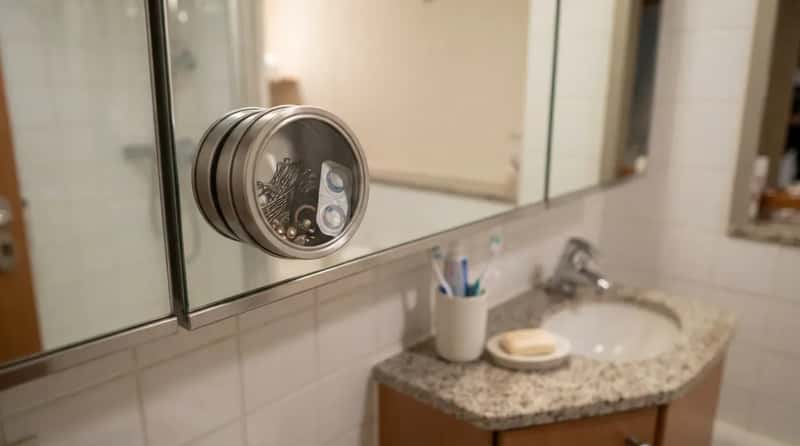 #17 - Stick a Magnetic Spice Tin to the Bathroom Mirror (Image Credits: Gemini)