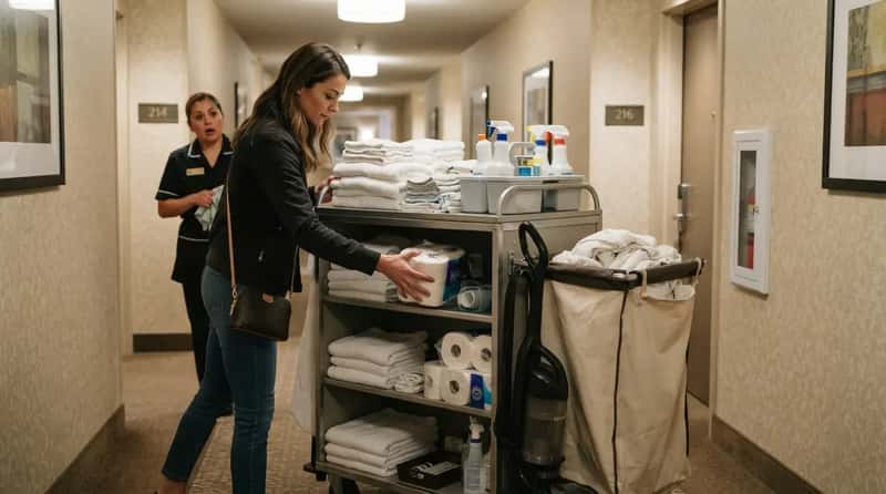 #11 - Grabbing Toilet Paper and Towels Straight Off the Housekeeping Cart (Image Credits: Gemini)