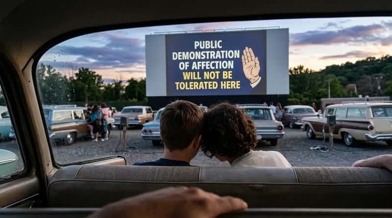 #13 - The Screen Slide Warning Against "Public Demonstration of Affection" (Image Credits: Gemini)