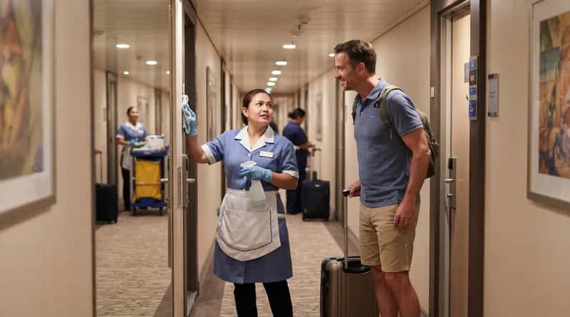#13 - Hovering in the Hallway to Chat While Crew Are Mid-Clean (Image Credits: Gemini)