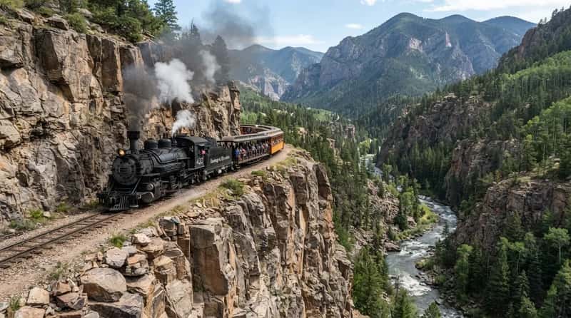 #7 - Durango & Silverton: A Ledge Above the Animas River (Image Credits: Gemini)