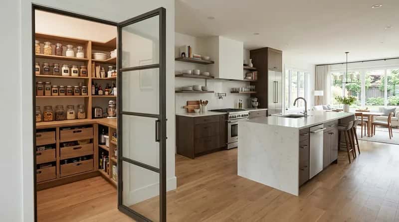 #14 - The Open Kitchen With Walk-In Pantry: The Luxury Move That Actually Makes Sense (Image Credits: Gemini)