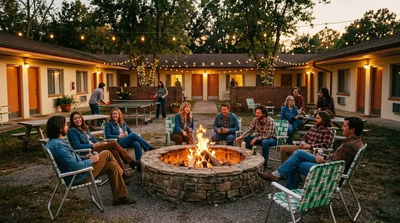 #19 - Communal Fire Pits and Lawn Chairs in the Courtyard (Image Credits: Gemini)