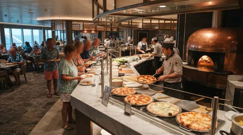 #6 - MSC Seascape's Marketplace Buffet: Great Pizza, Uneven Everything Else (Image Credits: Gemini)