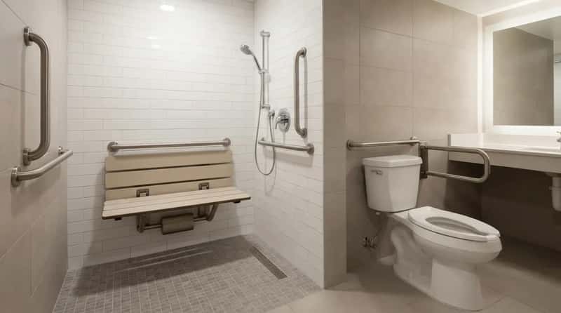 #6 - Shower Seats and Grab Bars Are Built-In Requirements, Not Favors (Image Credits: Gemini)