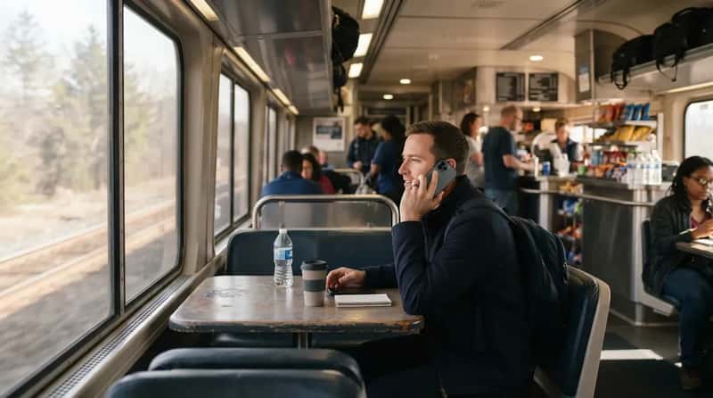 #8 - The Traveler Who Parks in the Café Car to Take Calls (Image Credits: Gemini)