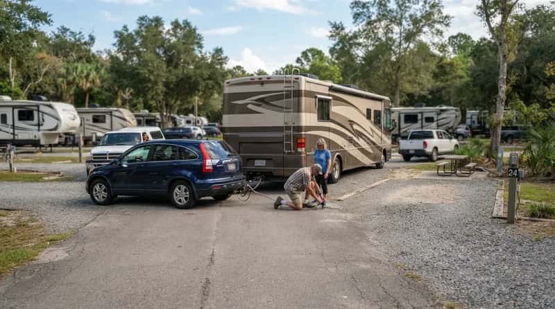 #7 - The Motorhome Unhooking Its Towed Car in the Middle of the Lane (Image Credits: Gemini)