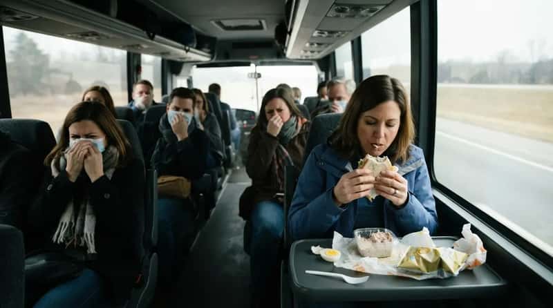 #19 - The Traveler Who Packs a Full Deli Lunch for a Sealed Bus (Image Credits: Gemini)