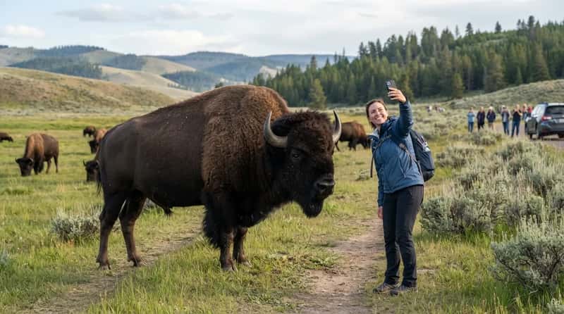 #4 - They Walk Up to Wild Bison for a Selfie (Image Credits: Gemini)