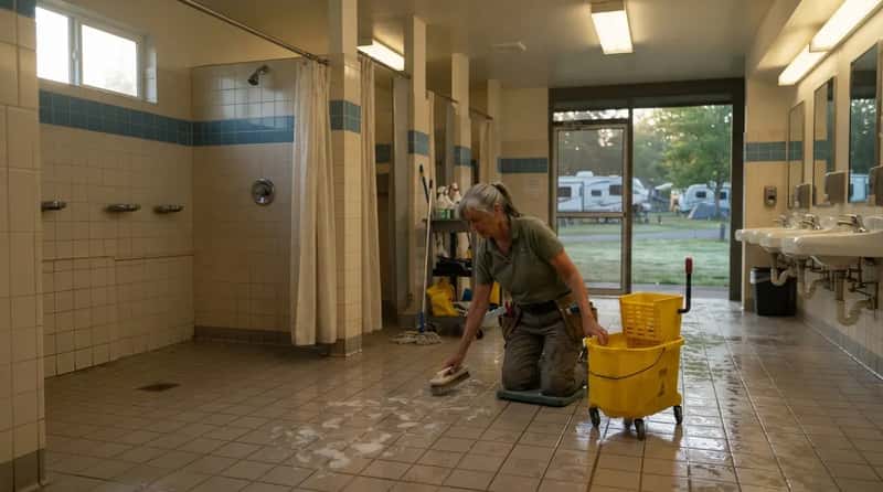 #2 - The Person Scrubbing the Bathhouse at 6 A.M. Is Often Living the Camp Life Too (Image Credits: Gemini)