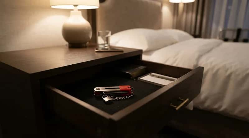 6. The Portable Door Lock That Guards an Empty Nightstand Drawer (Image Credits: Gemini)