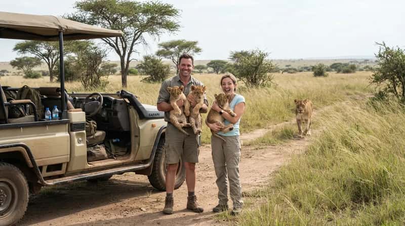 #3 - They Get Out of the Car to Cuddle Lion Cubs (Image Credits: Gemini)