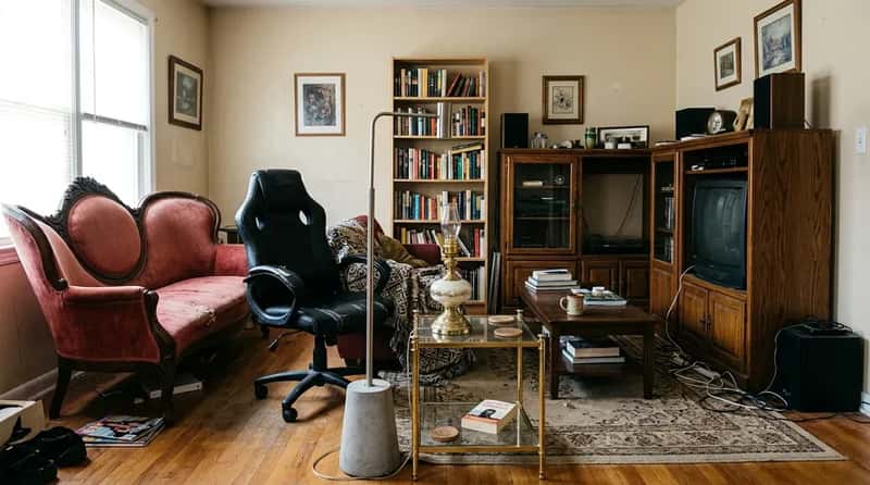 #14 - The Living Room Where Every Piece Came From a Different Era (Image Credits: Gemini)