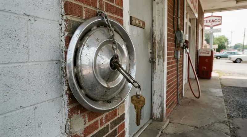 #10 - A Restroom Key Chained to a Giant Hubcap (Image Credits: Gemini)