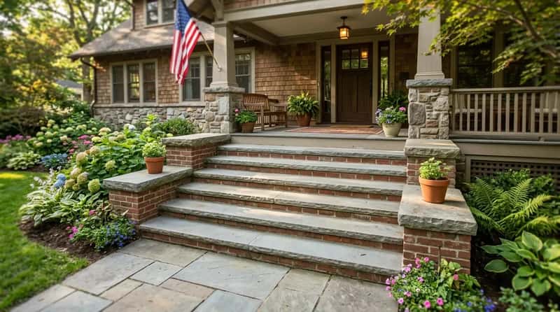 #8 - Wide Porch Steps With Brick or Stone Caps (Image Credits: Gemini)