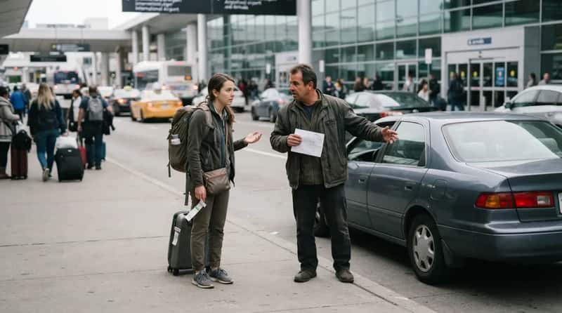 #14 - Hopping Into Unmarked "Taxis" Outside Airports (Image Credits: Gemini)