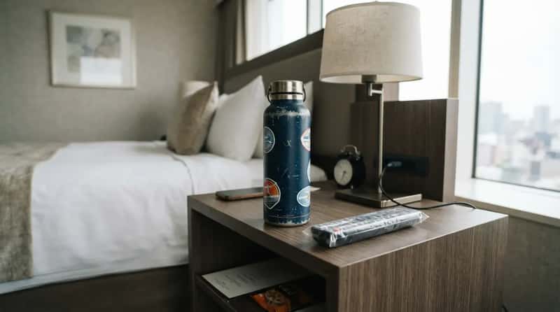 #6 - A Refillable Water Bottle Beside the Bed (Image Credits: Gemini)