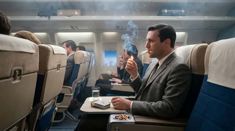 #3 - Smoking Wasn’t Just Allowed - Airlines Handed Out Free Cigarettes (Image Credits: Gemini)